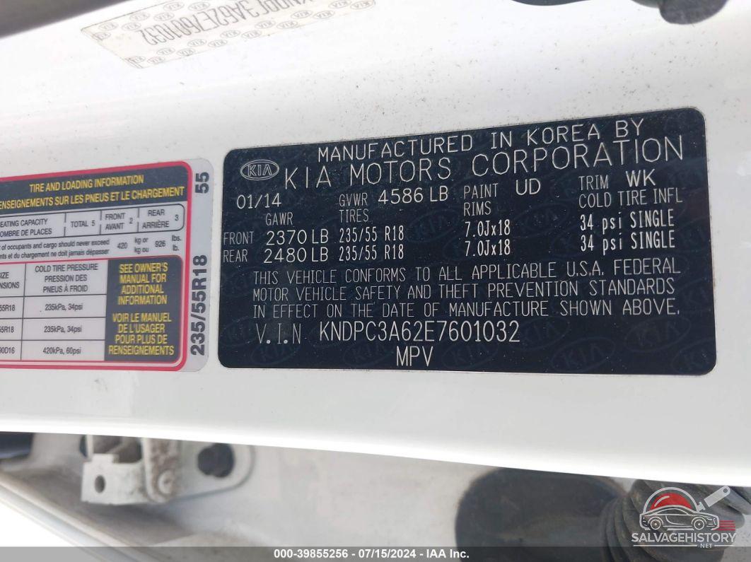 KNDPC3A62E7601032 2014 KIA SPORTAGE photo no. 9