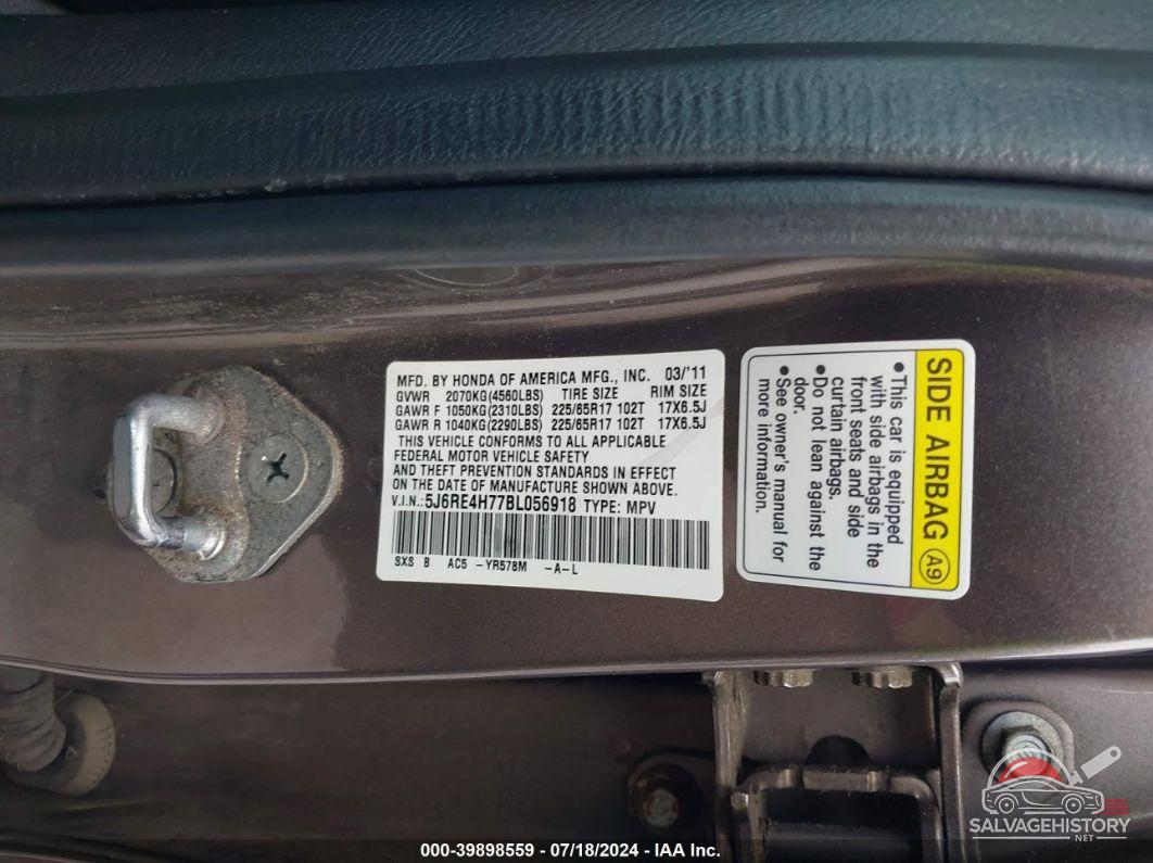 5J6RE4H77BL056918 2011 HONDA CR-V photo no. 9