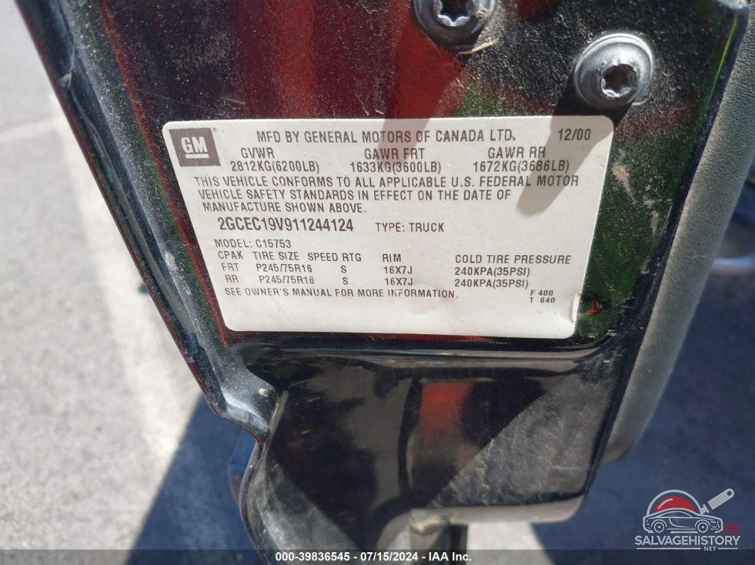 2GCEC19V911244124 2001 CHEVROLET SILVERADO 1500 photo no. 9