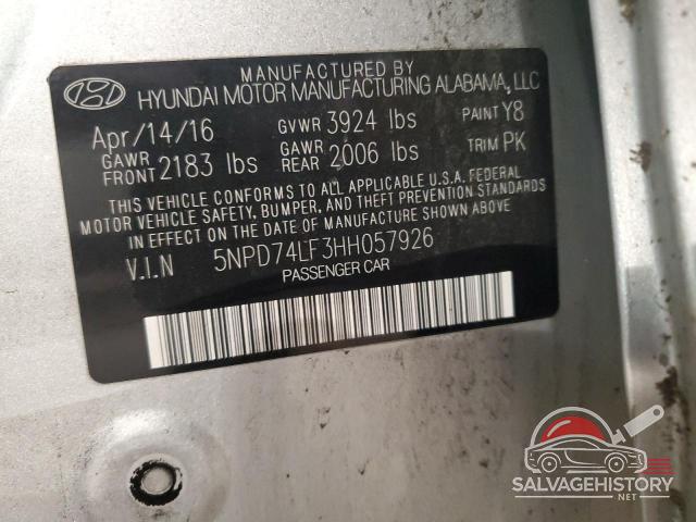 5NPD74LF3HH057926 2017 HYUNDAI ELANTRA photo no. 12