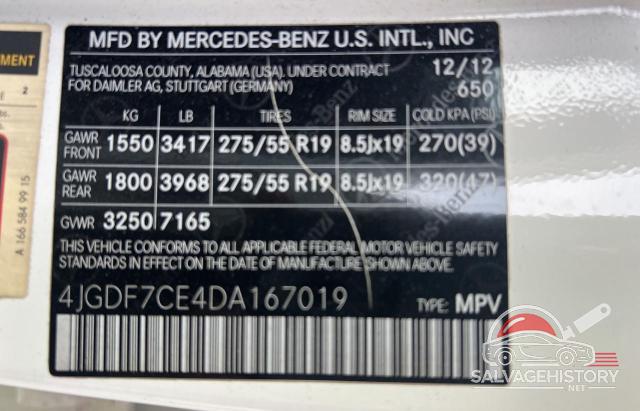 4JGDF7CE4DA167019 2013 MERCEDES-BENZ GL-CLASS photo no. 10