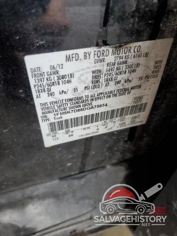 1FM5K7D88DGA75854 2013 FORD EXPLORER photo no. 12
