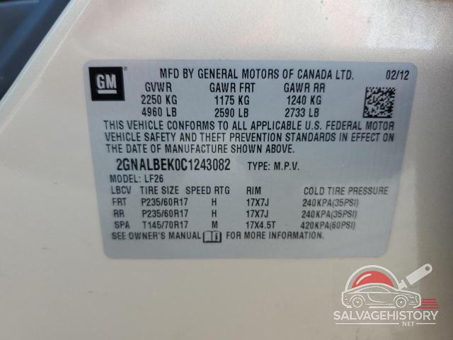 2GNALBEK0C1243082 2012 CHEVROLET EQUINOX photo no. 13