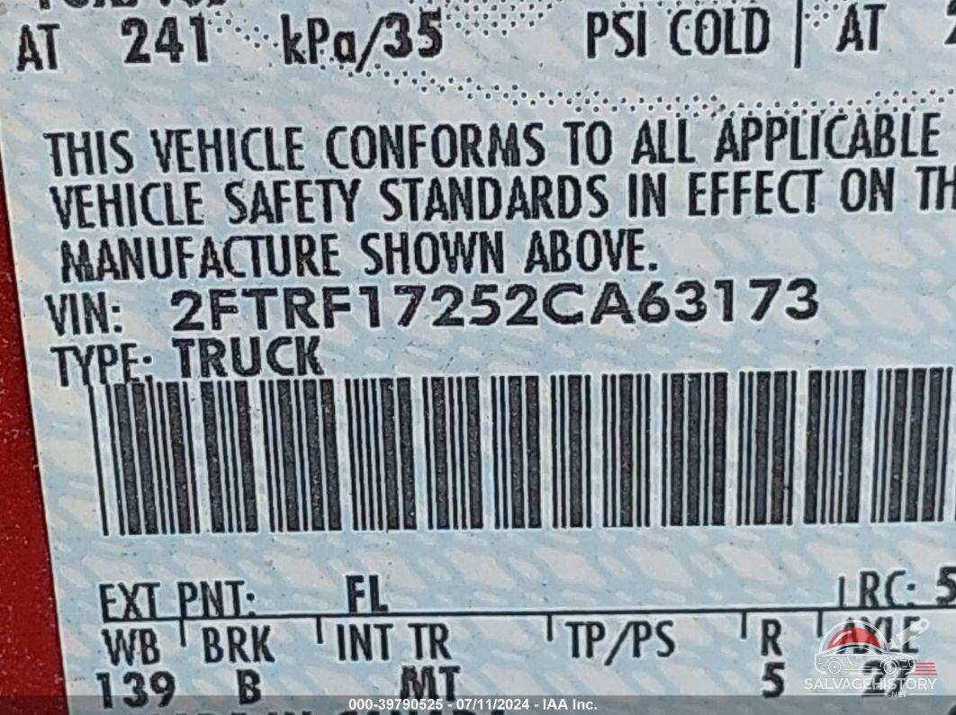 2FTRF17252CA63173 2002 FORD F-150 photo no. 9