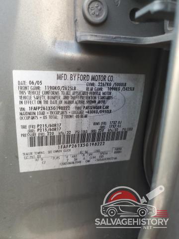 1FAFP261X5G198222 2005 FORD 500 photo no. 13