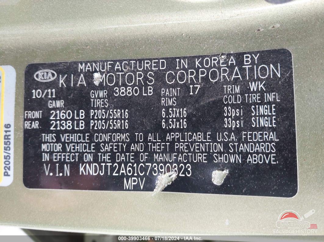 KNDJT2A61C7390323 2012 KIA SOUL photo no. 9
