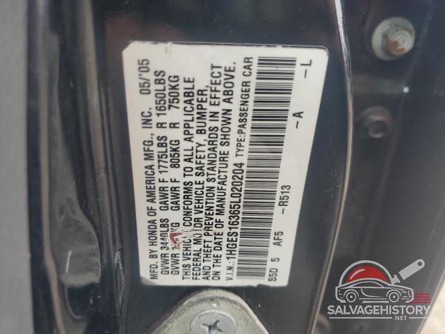 1HGES16365L020204 2005 HONDA CIVIC photo no. 13
