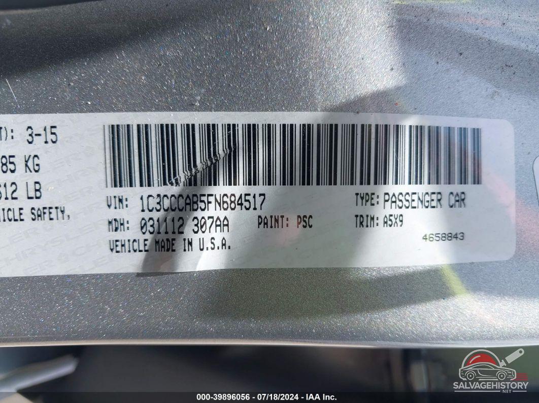 1C3CCCAB5FN684517 2015 CHRYSLER 200 photo no. 9