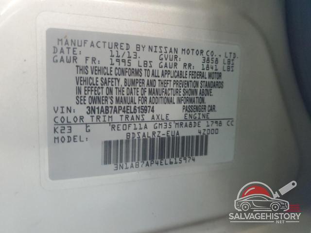 3N1AB7AP4EL615974 2014 NISSAN SENTRA photo no. 12