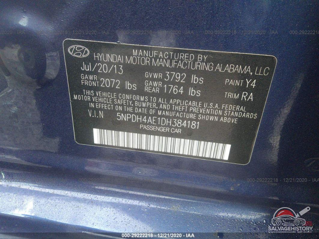 5NPDH4AE1DH384181 2013 HYUNDAI ELANTRA photo no. 9