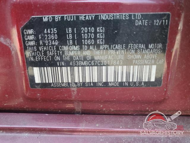 4S3BMBC67C3017843 2012 SUBARU LEGACY photo no. 12