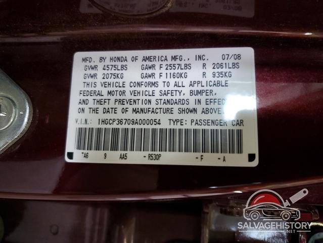 1HGCP36709A000054 2009 HONDA ACCORD photo no. 13