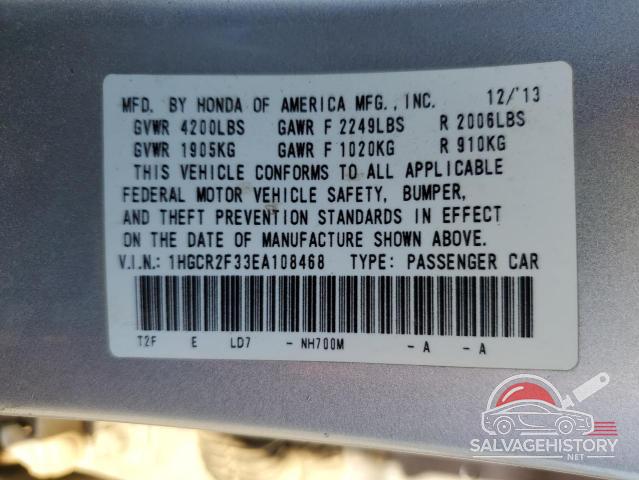 1HGCR2F33EA108468 2014 HONDA ACCORD photo no. 12