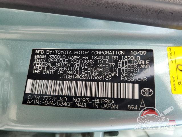 JTDBT4K32A1368139 2010 TOYOTA YARIS photo no. 13