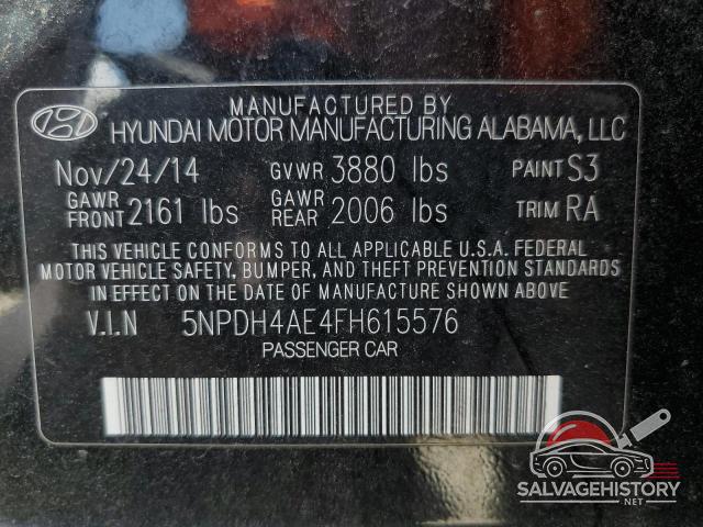 5NPDH4AE4FH615576 2015 HYUNDAI ELANTRA photo no. 12