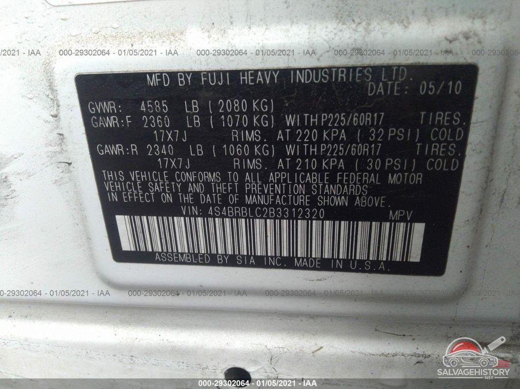 4S4BRBLC2B3312320 2011 SUBARU OUTBACK photo no. 9