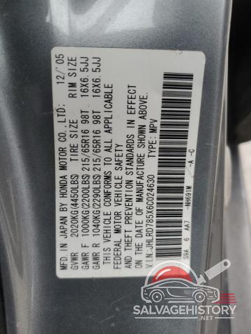 JHLRD785X6C024630 2006 HONDA CRV photo no. 13