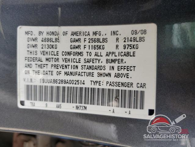 19UUA86289A002514 2009 ACURA TL photo no. 12