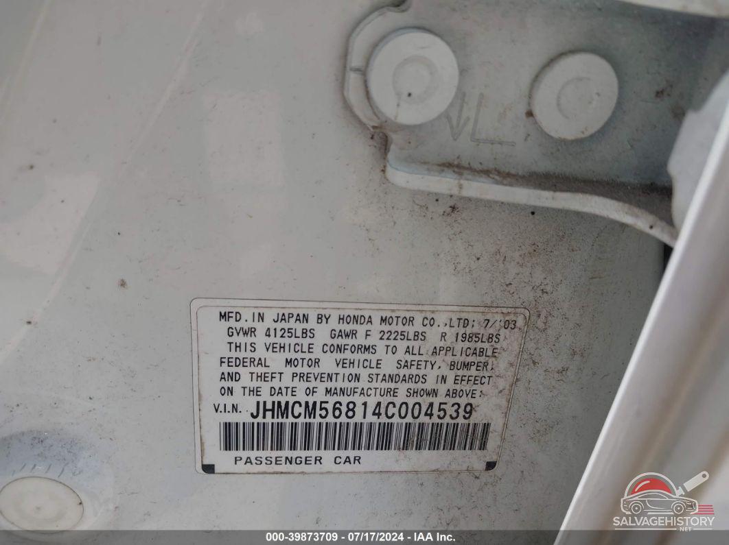 JHMCM56814C004539 2004 HONDA ACCORD photo no. 9