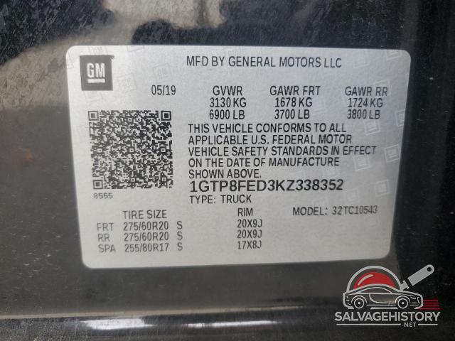 1GTP8FED3KZ338352 2019 GMC SIERRA photo no. 12