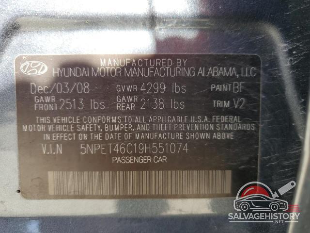5NPET46C19H551074 2009 HYUNDAI SONATA photo no. 12