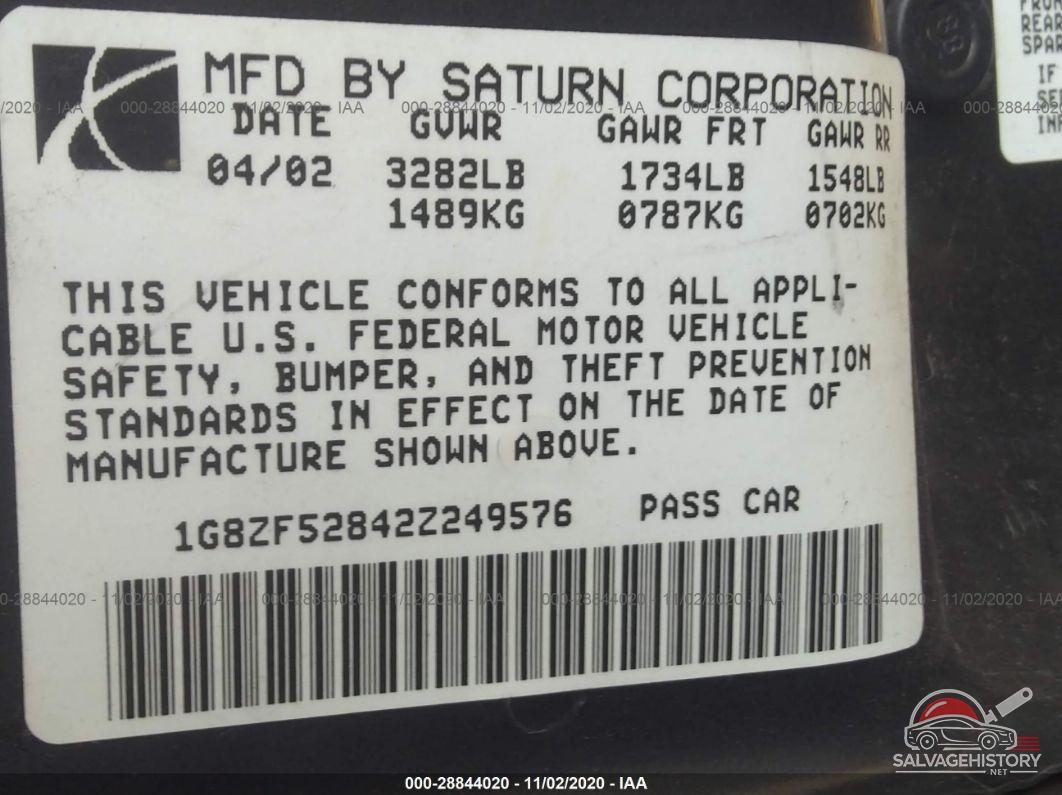 1G8ZF52842Z249576 2002 SATURN SL photo no. 9