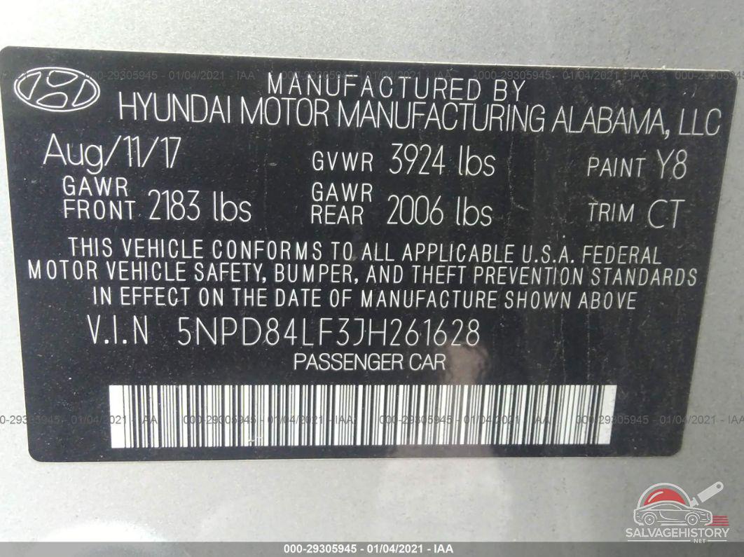 5NPD84LF3JH261628 2018 HYUNDAI ELANTRA photo no. 9