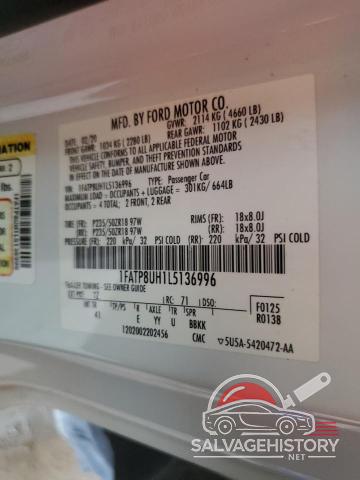 1FATP8UH1L5136996 2020 FORD ALL Models photo no. 12