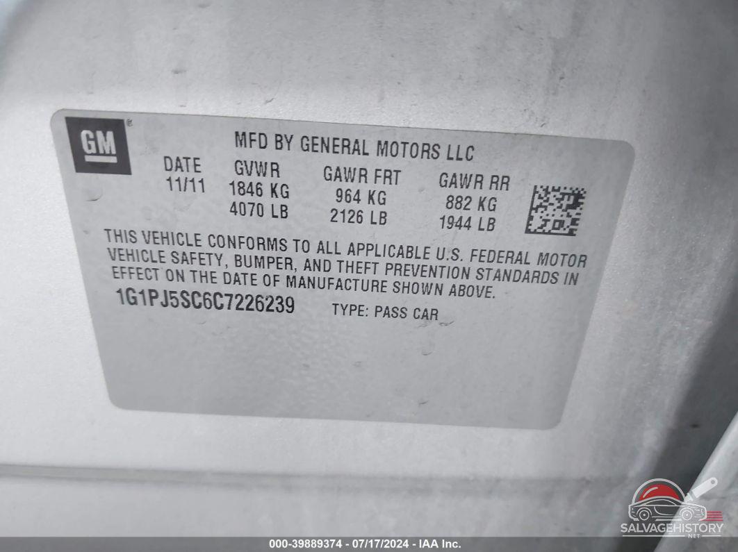 1G1PJ5SC6C7226239 2012 CHEVROLET CRUZE photo no. 9