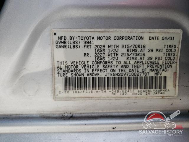 JTEGH20V710027787 2001 TOYOTA RAV4 photo no. 13