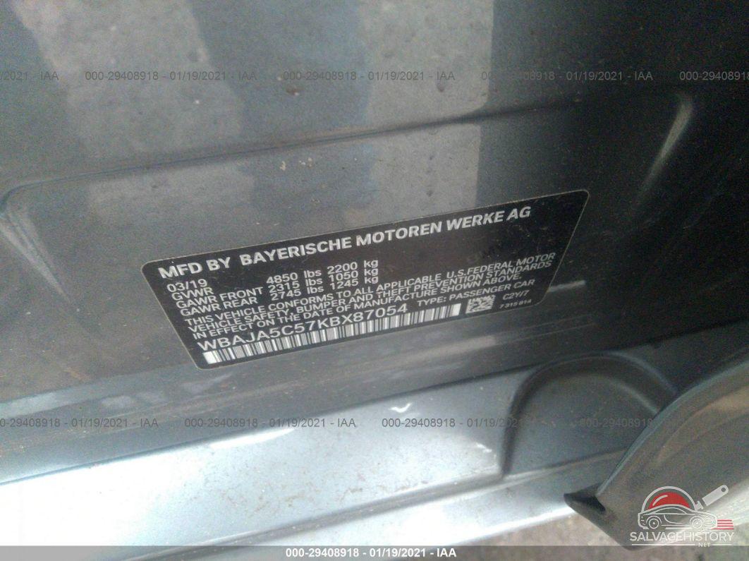 WBAJA5C57KBX87054 2019 BMW 5 SERIES photo no. 9