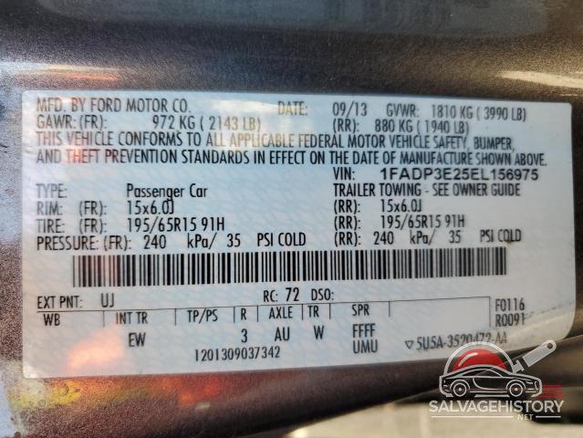1FADP3E25EL156975 2014 FORD FOCUS photo no. 12