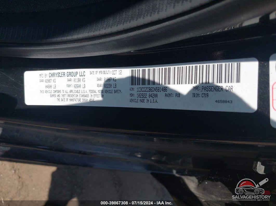 1C3CDZCB6DN581486 2013 DODGE AVENGER photo no. 9