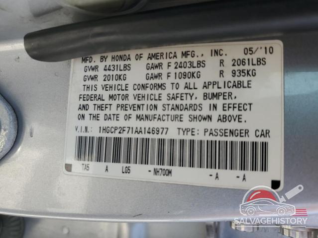 1HGCP2F71AA146977 2010 HONDA ACCORD photo no. 12