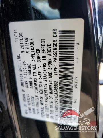 1HGCP2F34CA049952 2012 HONDA ACCORD photo no. 13