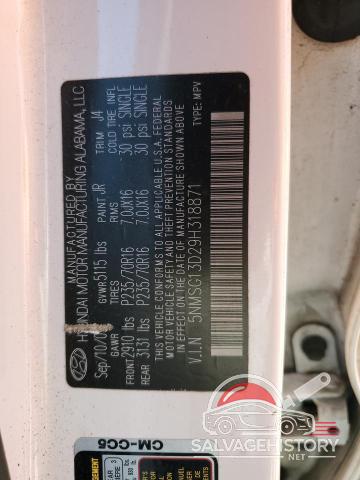 5NMSG13D29H318871 2009 HYUNDAI SANTA FE photo no. 13