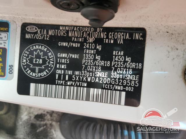 5XYKWDA20DG329585 2013 KIA SORENTO photo no. 13