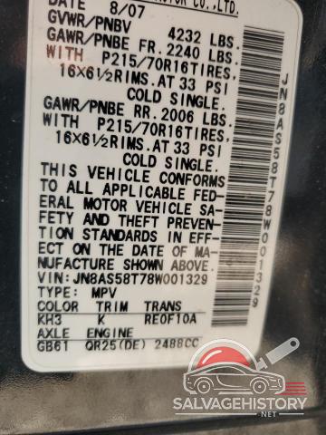 JN8AS58T78W001329 2008 NISSAN ROGUE photo no. 13