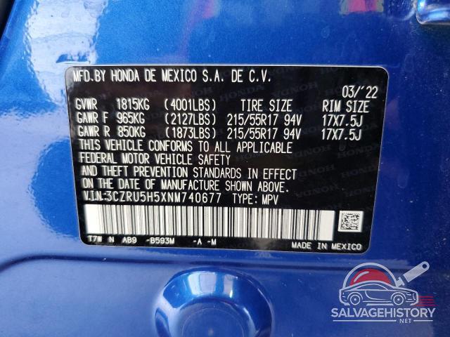 3CZRU5H5XNM740677 2022 HONDA HR-V photo no. 13