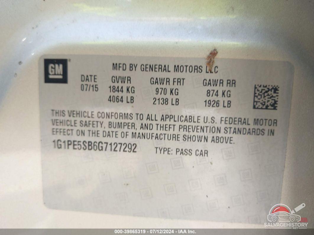 1G1PE5SB6G7127292 2016 CHEVROLET CRUZE LIMITED photo no. 9