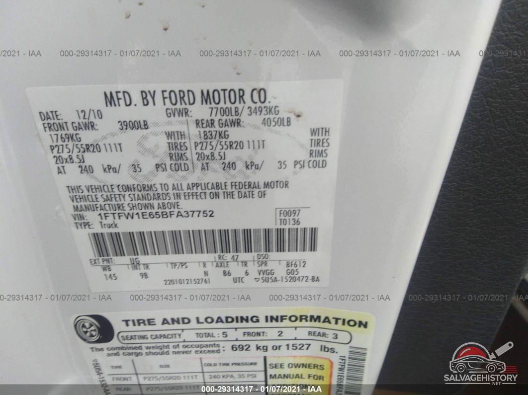 1FTFW1E65BFA37752 2011 FORD F-150 photo no. 9