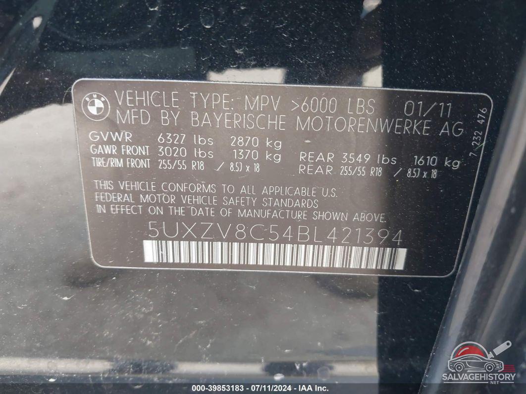 5UXZV8C54BL421394 2011 BMW X5 photo no. 9