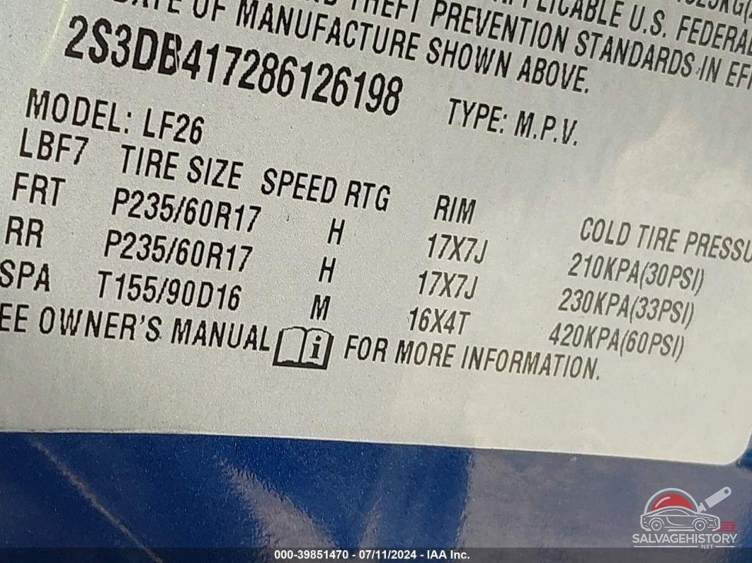 2S3DB417286126198 2008 SUZUKI XL7 photo no. 9