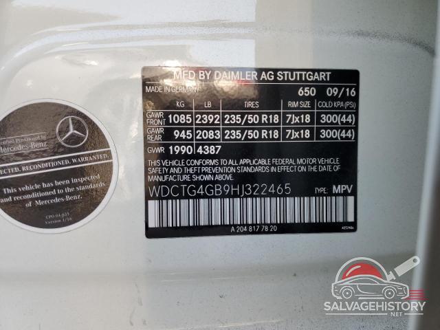 WDCTG4GB9HJ322465 2017 MERCEDES-BENZ GLA-CLASS photo no. 12