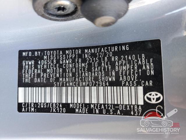 5YFT4MCE8MP072964 2021 TOYOTA COROLLA photo no. 13