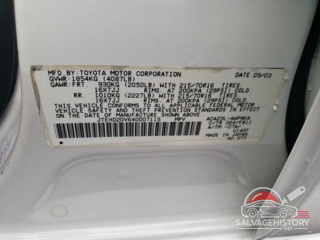 JTEHD20V640007115 2004 TOYOTA RAV4 photo no. 13