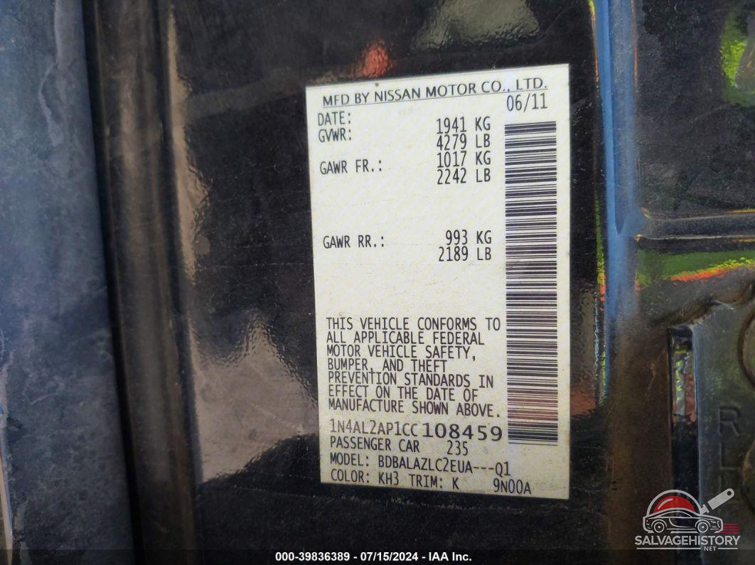 1N4AL2AP1CC108459 2012 NISSAN ALTIMA photo no. 9