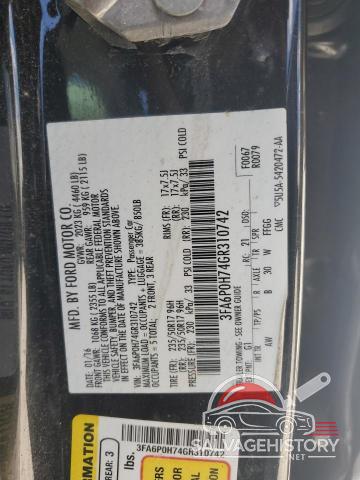 3FA6P0H74GR310742 2016 FORD FUSION photo no. 13