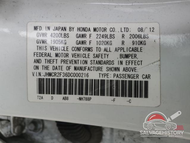 JHMCR2F36DC000216 2013 HONDA ACCORD photo no. 12