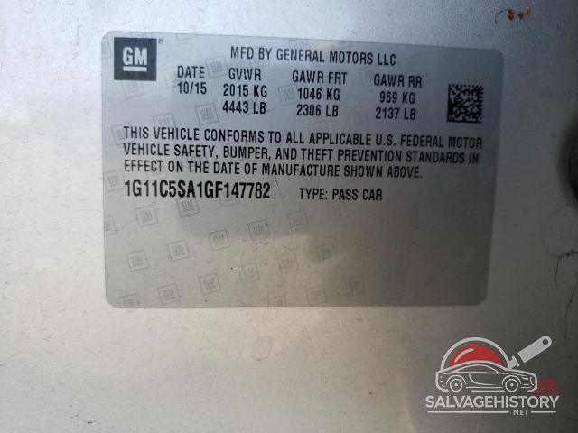 1G11C5SA1GF147782 2016 CHEVROLET MALIBU photo no. 13